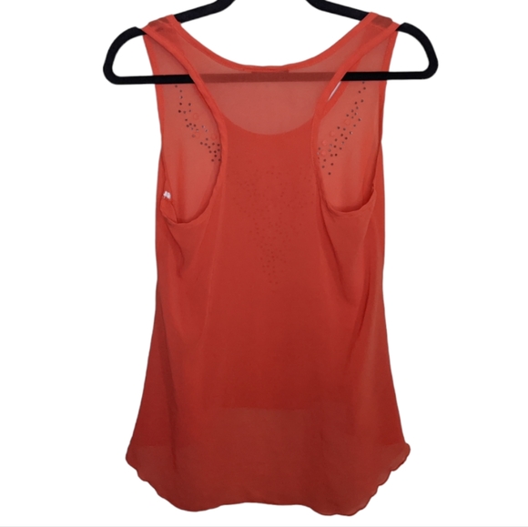 Deb Women's Orange Sheer Sleeveless Top with Studded Detail - Fits Like S 🍊✨ - Picture 2 of 8